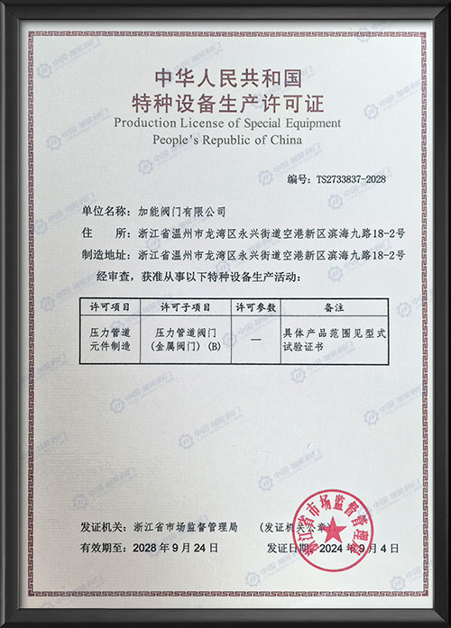特種設(shè)備生產(chǎn)許可證